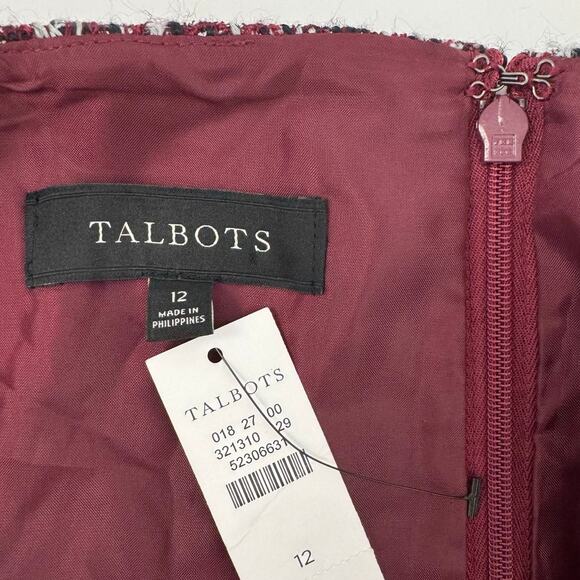 Talbots Tweed Fringe Faux Wrap Button Pencil Skirt Plaid | 12 NWT - Picture 8 of 9